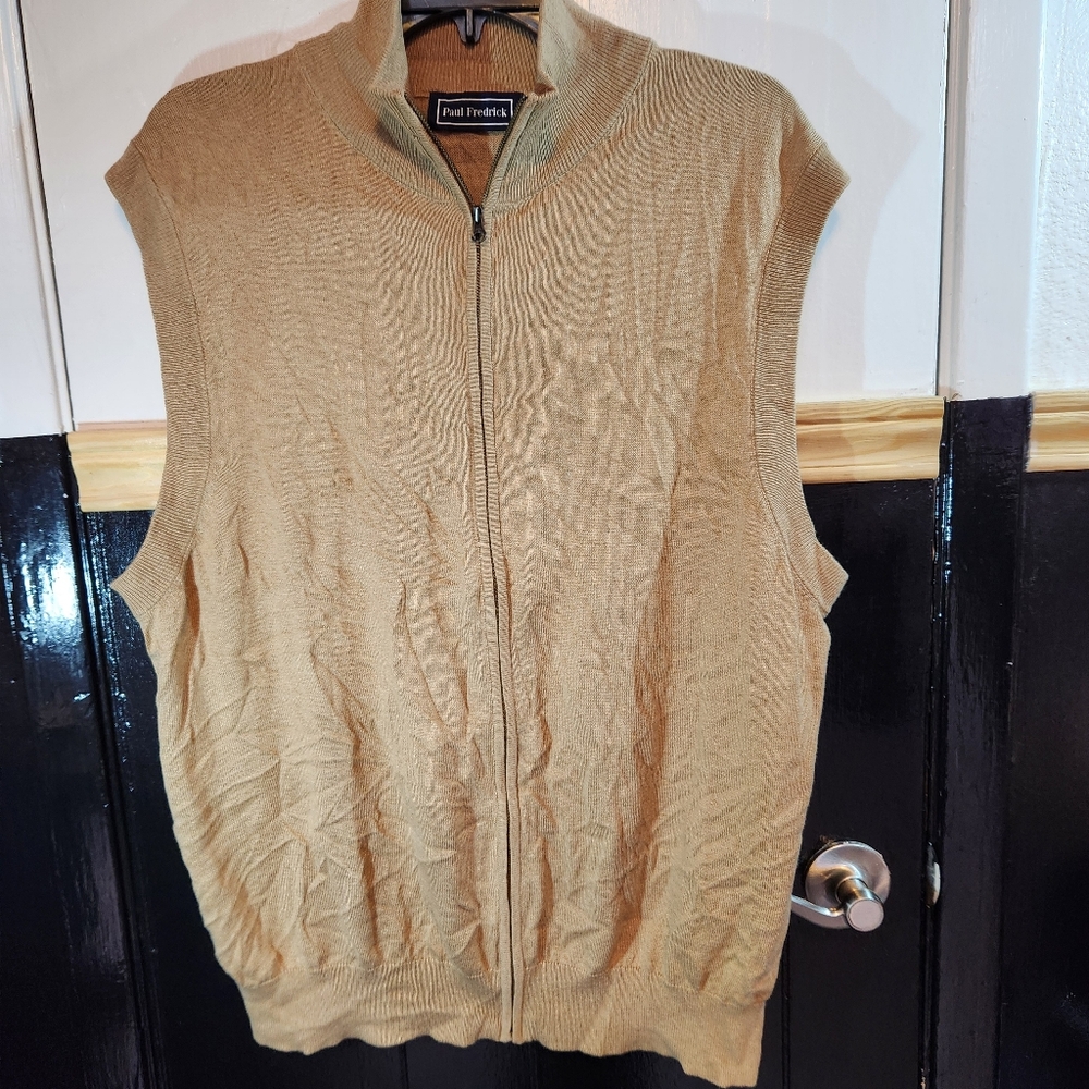 Paul Fredrick Tan Zip-Up Vest
